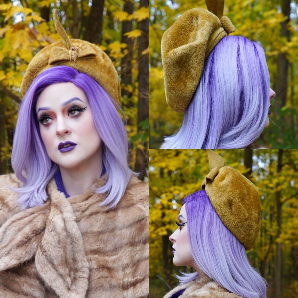 Vintage Caramel Colored 1960’s Suede Hat w/Bow